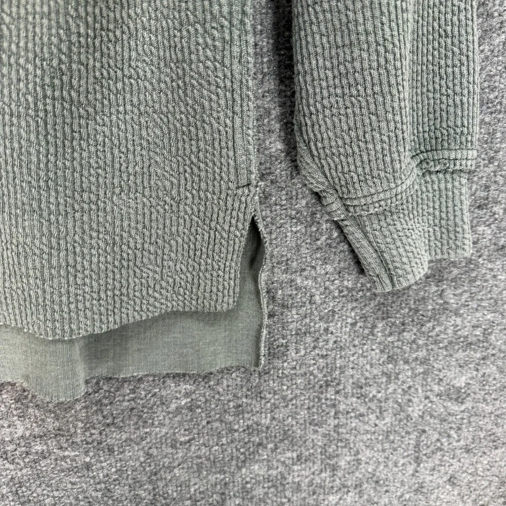 Aerie Sweater Womens XS Green Waffle Knit V-Neck Oversized Thermal Sweatshirt